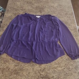 Liz Claiborne purple ruffle peasant top size XL